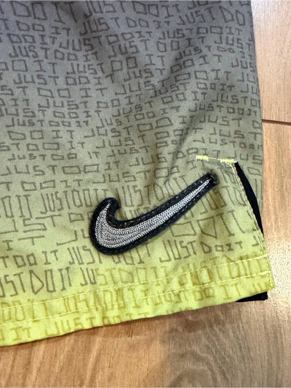 Nike Men’s Gray to Neon Yellow Gradient Swim Shorts